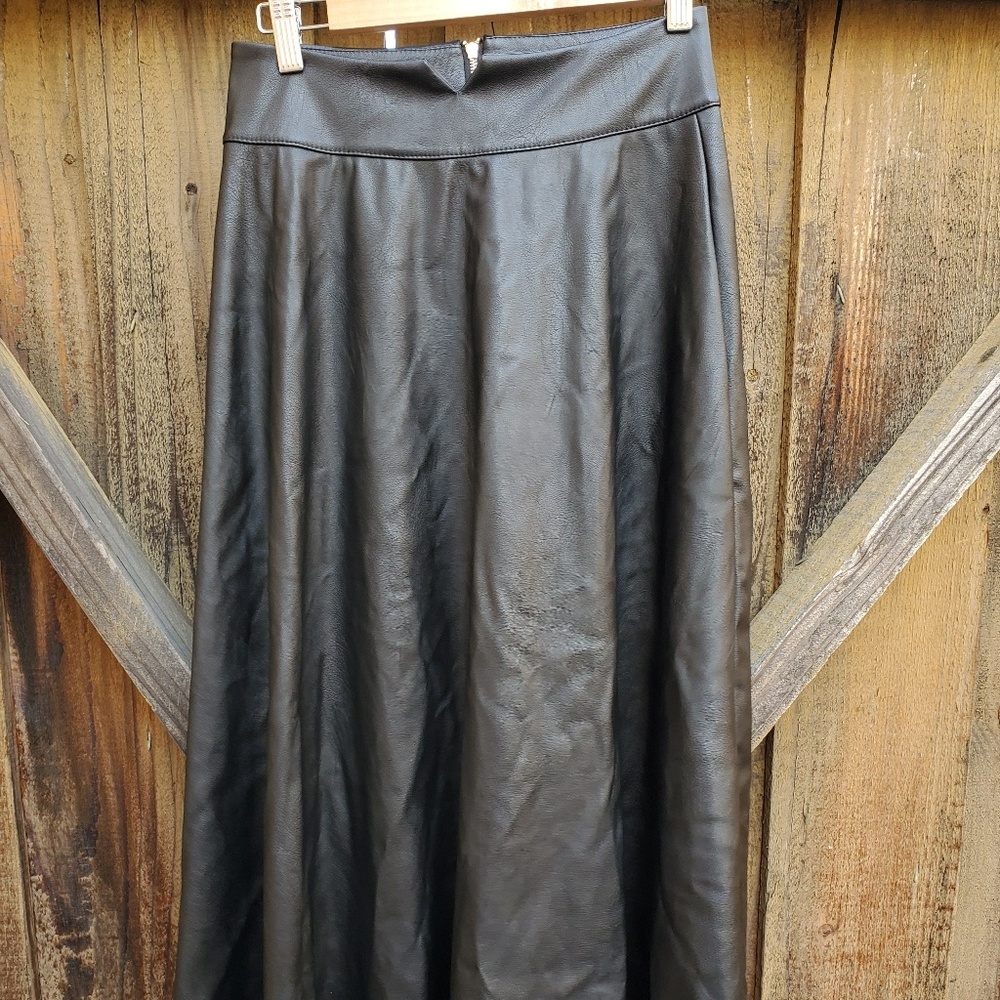 Pleather Skirt with Back Zipper